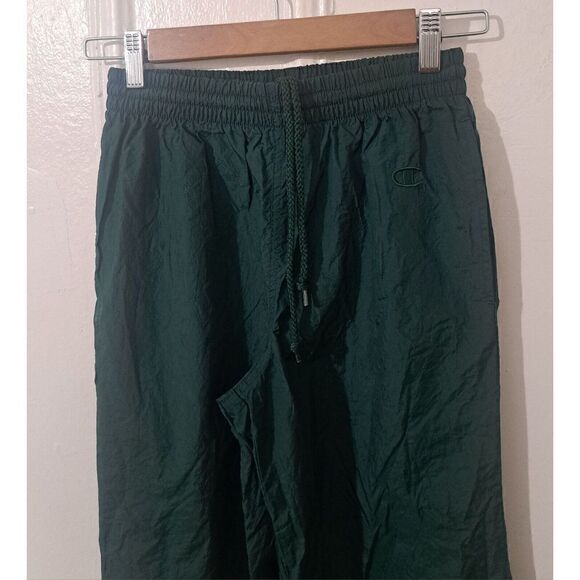 Vintage CHAMPION Forrest Green Ankle Zip Windbreaker Jogger Pants Womens Small - Picture 3 of 8
